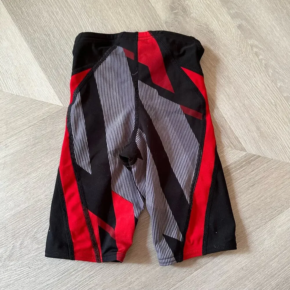 Speedo Black Red Gray Swim Jammers Shorts Swimsuit Racing Suit Boys 22 Endurance